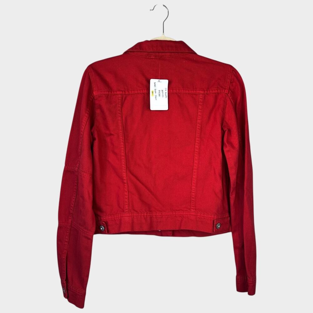 FREE PEOPLE Rumors Denim Jacket Strawberry Spritz Red Size XS NWT New - Picture 4 of 11